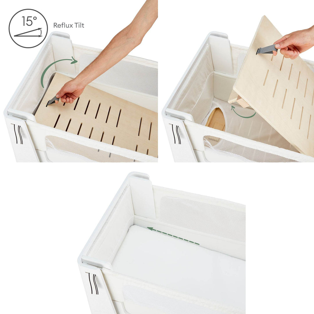 Hera Bedside Bassinet - Natural Ash | Walnut with included Mattress - Gaia Baby