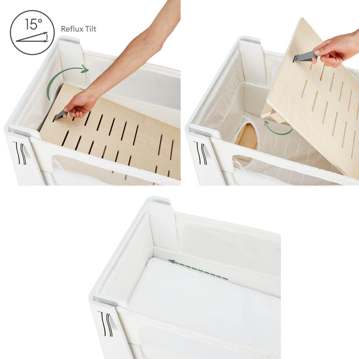 Hera Bedside Bassinet - Natural Ash | Walnut with included Mattress - Gaia Baby