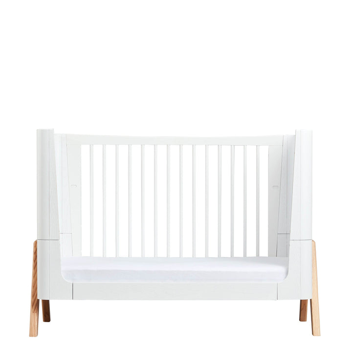 Hera Cot Bed - Scandi White | Natural with included Mattress - Gaia Baby