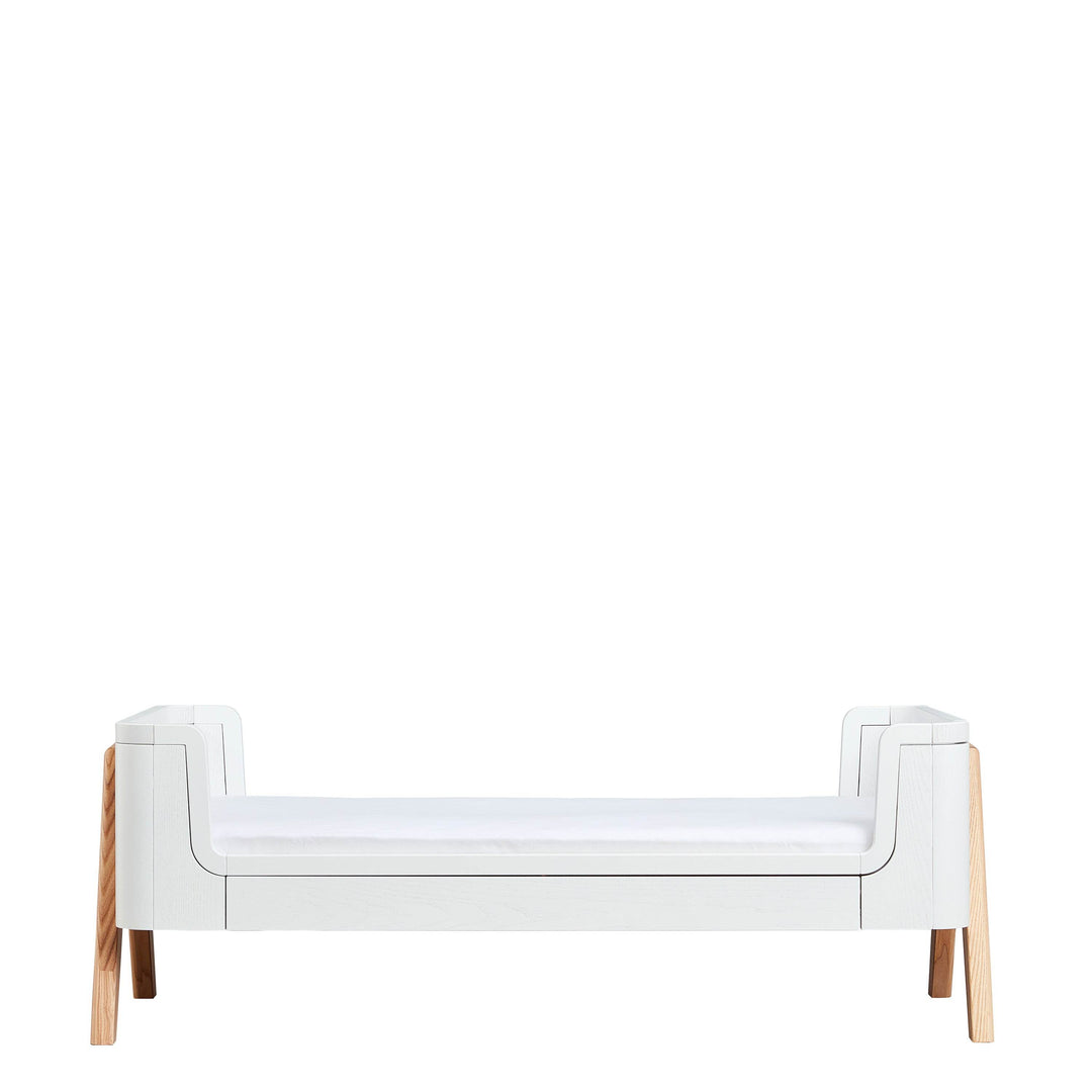 Hera Cot Bed - Scandi White | Natural with included Mattress - Gaia Baby