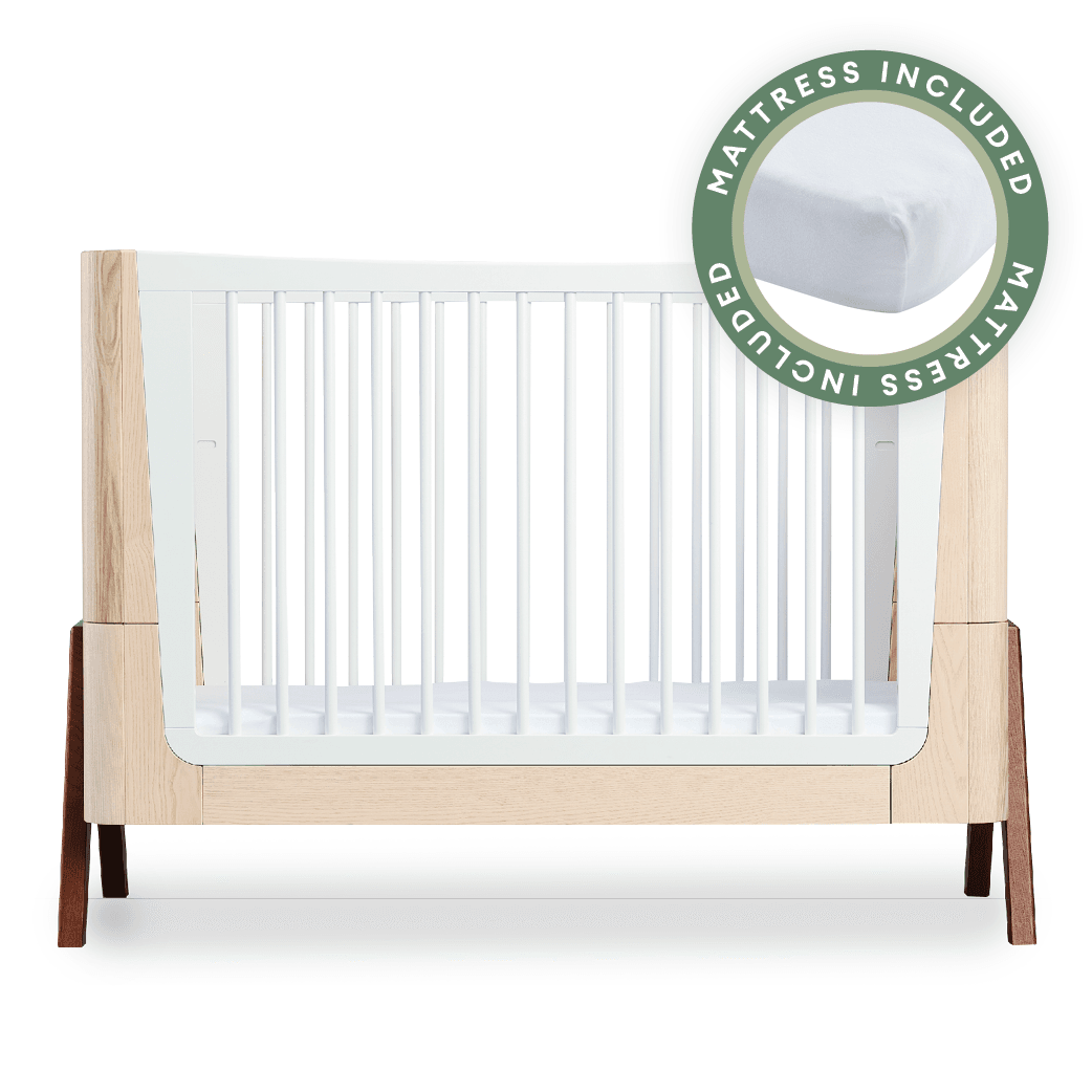 Hera Cot Bed - Natural Ash | Walnut with included Mattress - Gaia Baby