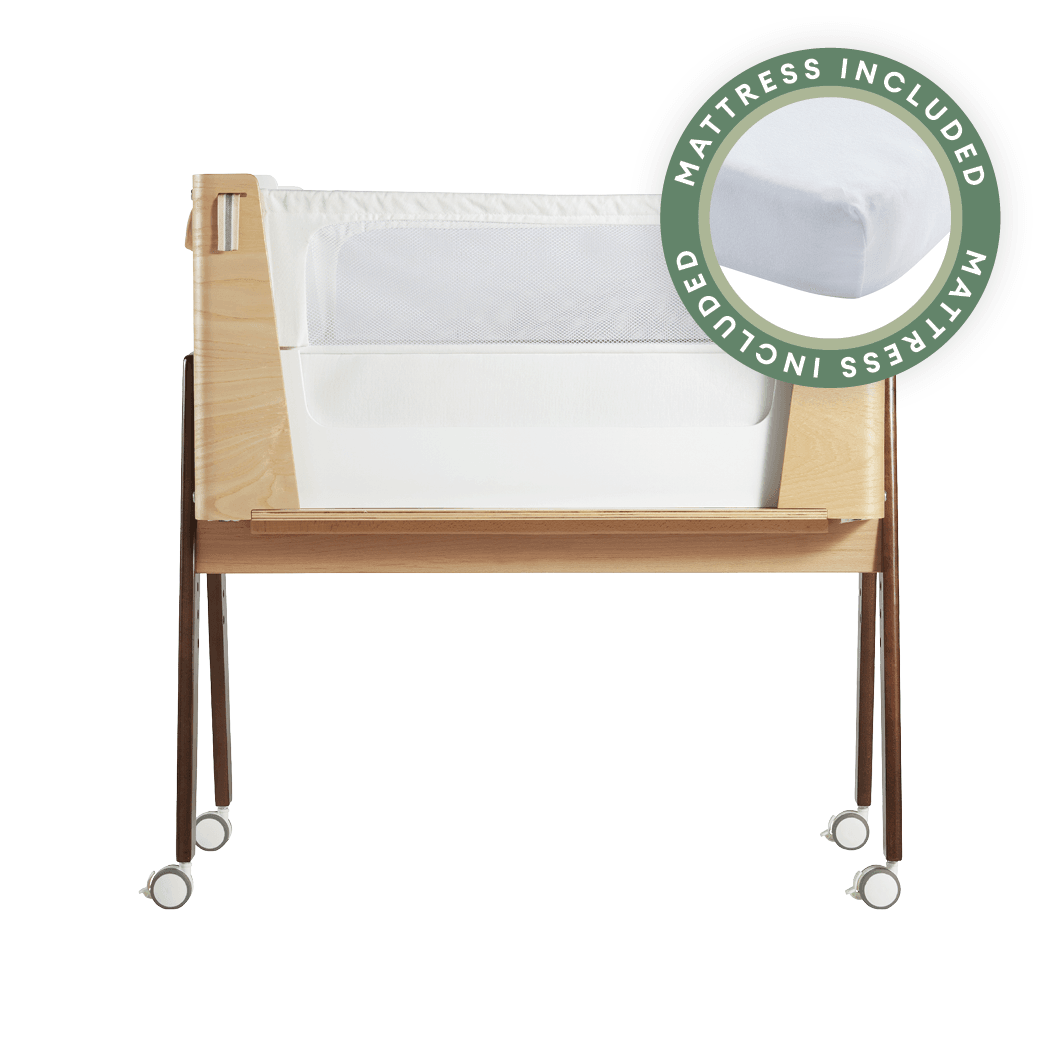 Hera Bedside Bassinet - Natural Ash | Walnut with included Mattress - Gaia Baby