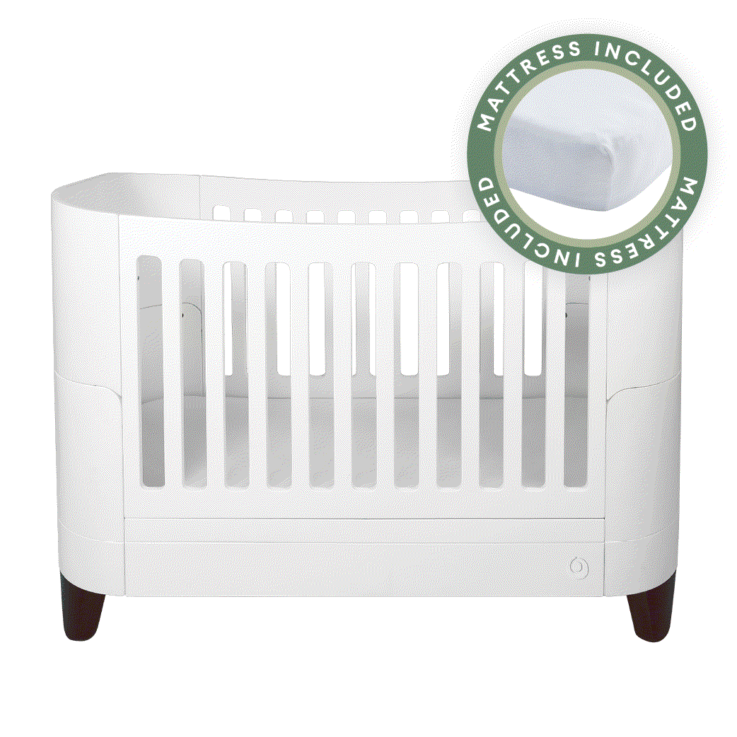Serena Convertible Cot Bed - White | Walnut with included Mattress - Gaia Baby