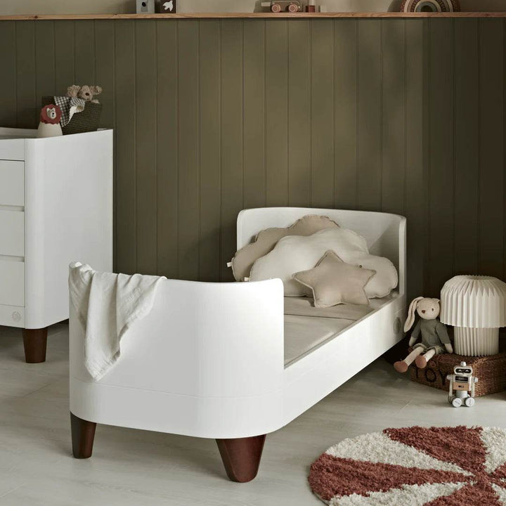 Serena Convertible Cot Bed - White | Walnut with included Mattress - Gaia Baby