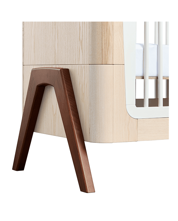 Hera Cot Bed - Natural Ash | Walnut with included Mattress - Gaia Baby