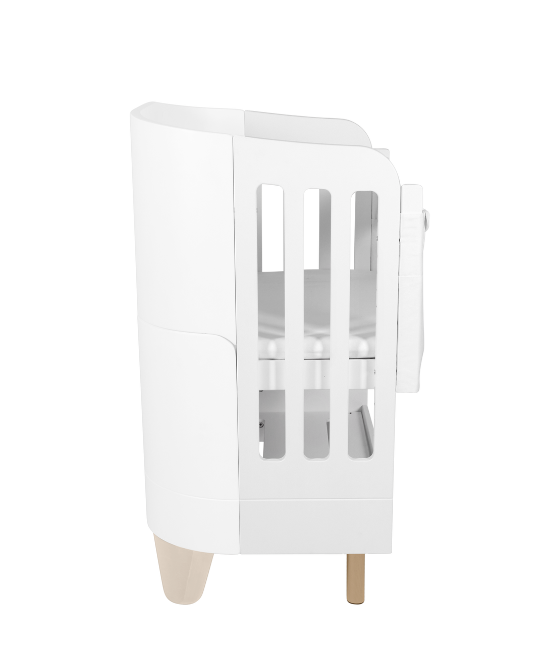 Serena Bedside Bassinet Kit - White | Natural with included Mattress