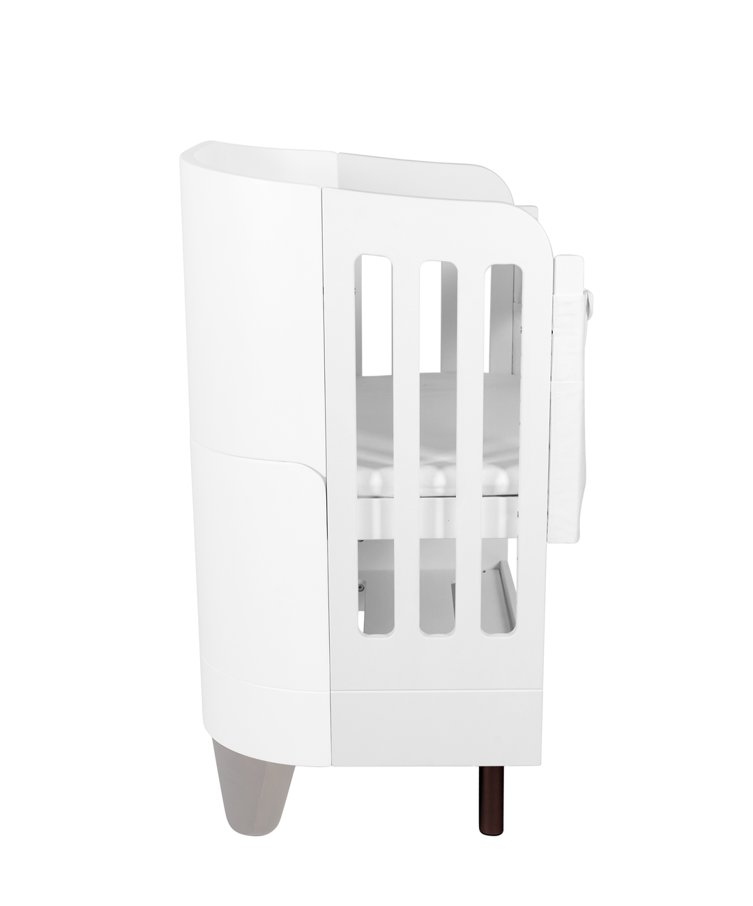 Serena Bedside Bassinet Kit - White | Walnut with included Mattress