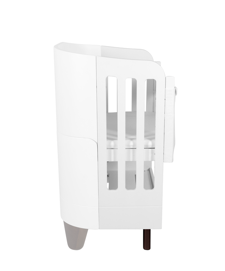 Serena Bedside Bassinet Kit - White | Walnut with included Mattress