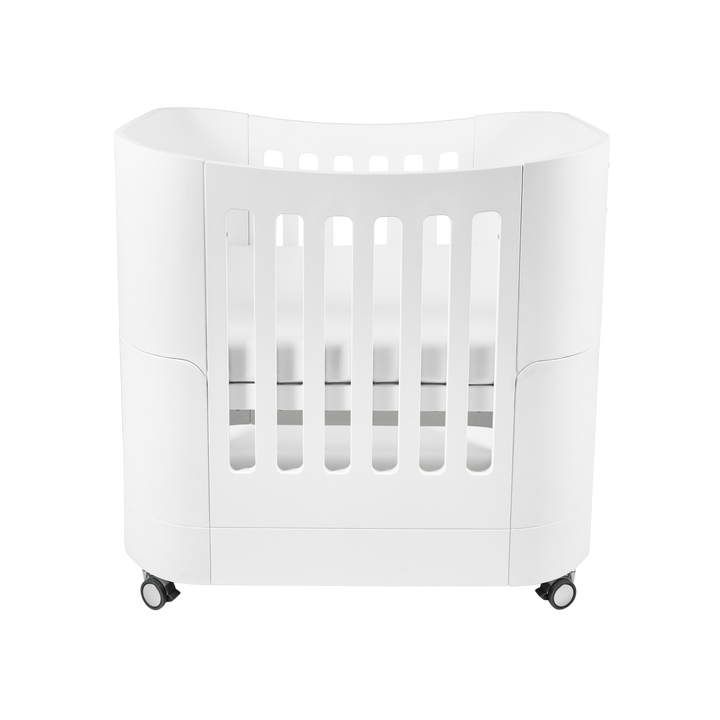 Serena Mini Cot - White | Walnut with included Mattress