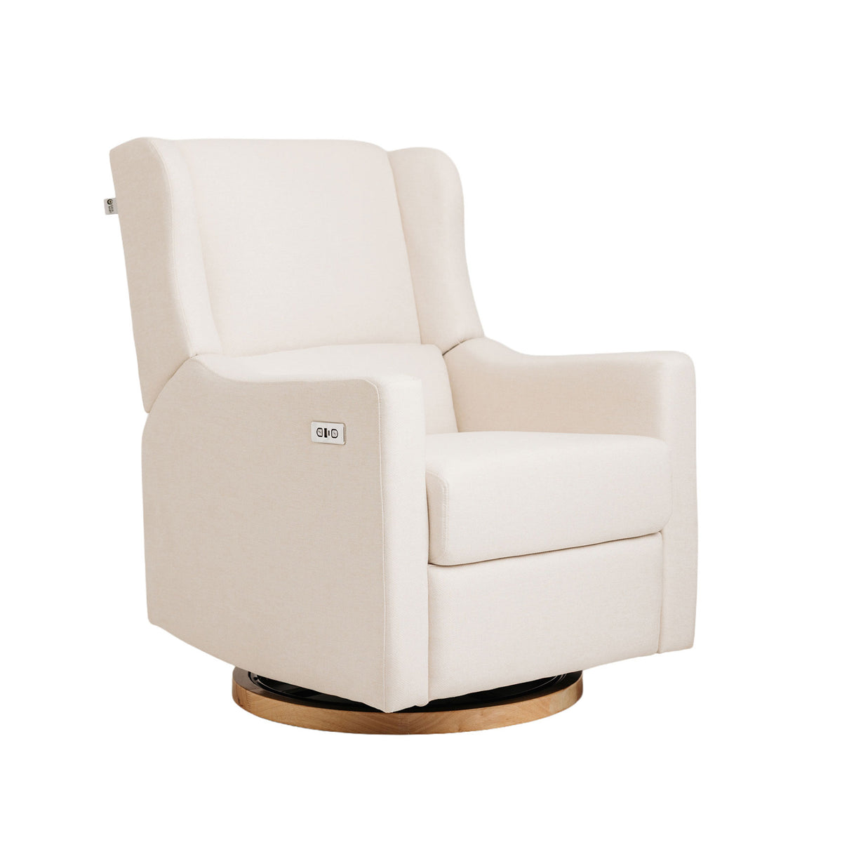 Gaia Baby Lyra nursing chair in Oat, angled right view.