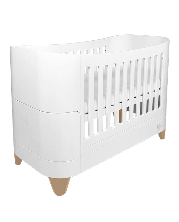 Serena Convertible Cot Bed - White | Natural with included Mattress - Gaia Baby
