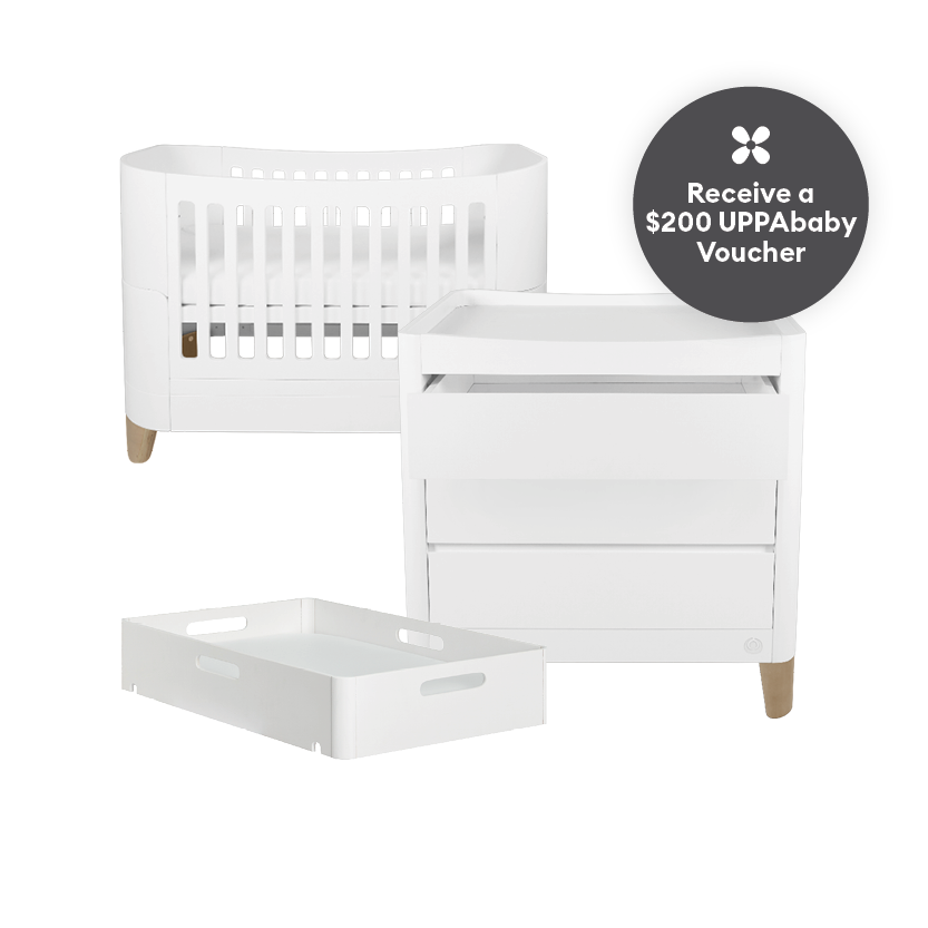 Serena 3 Piece Cot Bed Bundle Set + $200 UPPAbaby Voucher – Gaia Baby