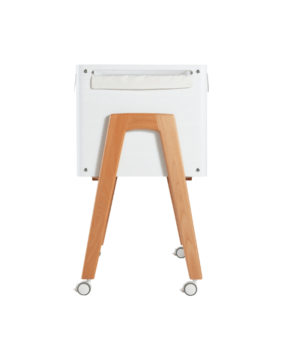 Hera Bedside Bassinet - Scandi White | Natural with included Mattress - Gaia Baby
