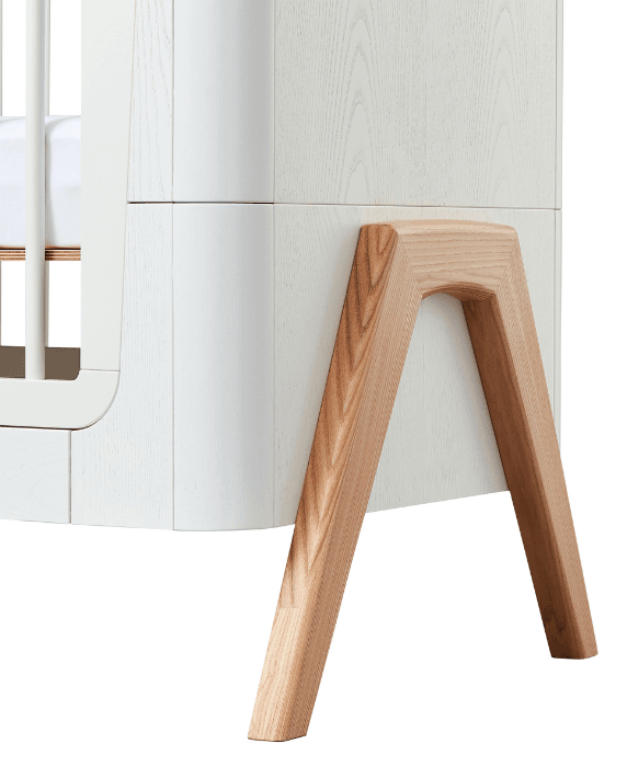 Hera Cot Bed - Scandi White | Natural with included Mattress - Gaia Baby