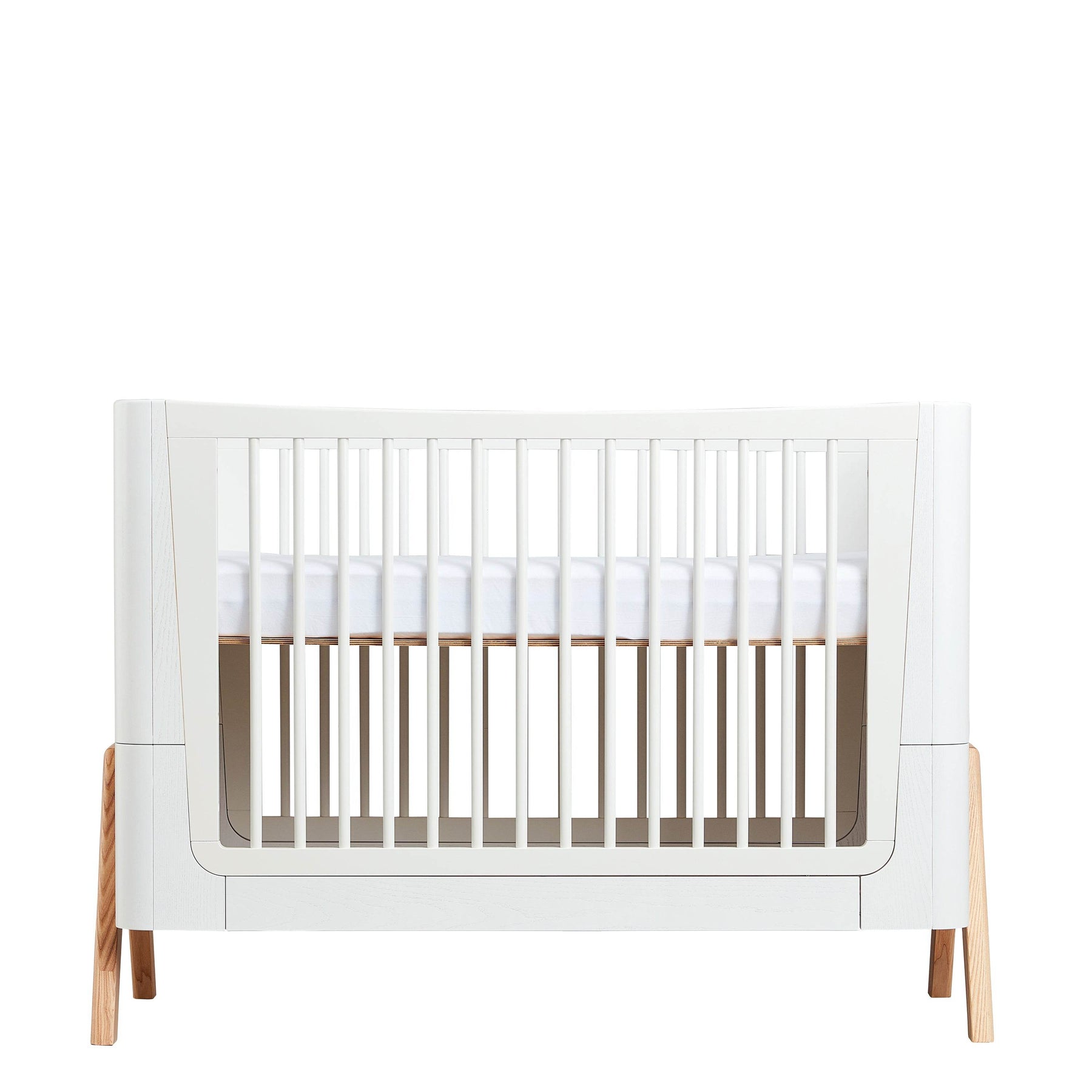 Hera Cot Bed Scandi White Natural with included Mattress