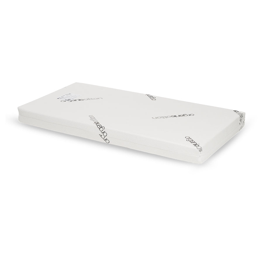 Gaia Baby Eos Cot Mattress in 140x70x10 for baby cribs, featuring a comfortable, supportive foam surface with a fitted sheet.