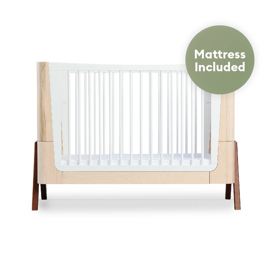 Hera Cot Bed - Natural Ash | Walnut with included Mattress - Gaia Baby