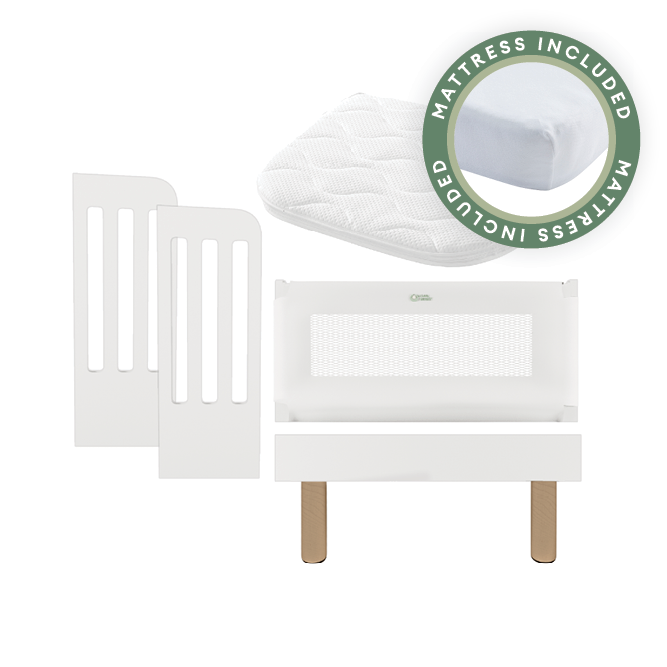 Serena Bedside Sleeper Kit - White | Natural with included Mattress