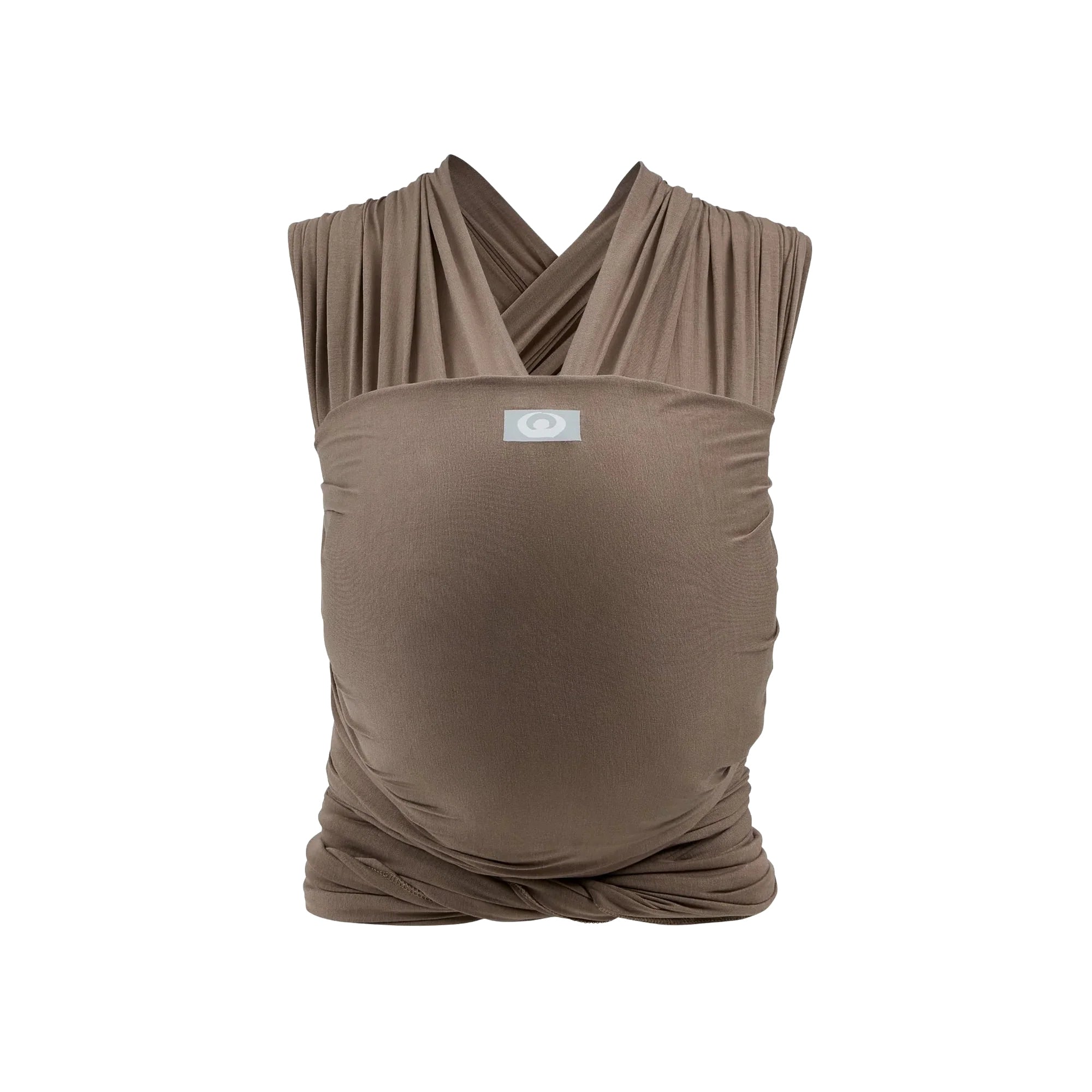 Gaia Baby stretchy baby wrap in nutmeg color, soft and flexible fabric for comfortable baby carrying, front view.