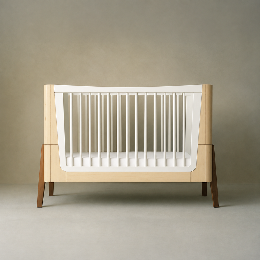 Hera Cot Bed - Natural Ash | Walnut with included Mattress
