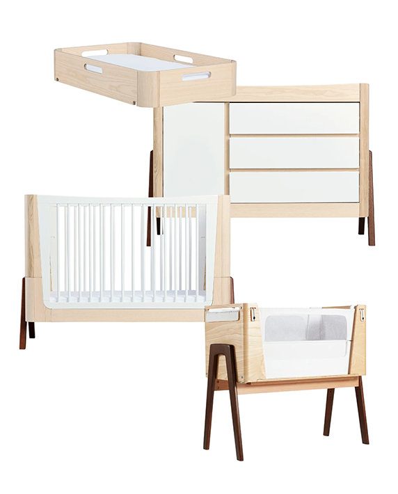 Gaia Baby Nursery Furniture - 4 Piece Set - Natural Ash | Walnut
