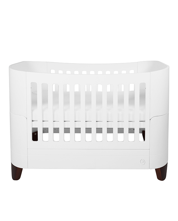Serena Convertible Cot Bed - White | Walnut with included Mattress