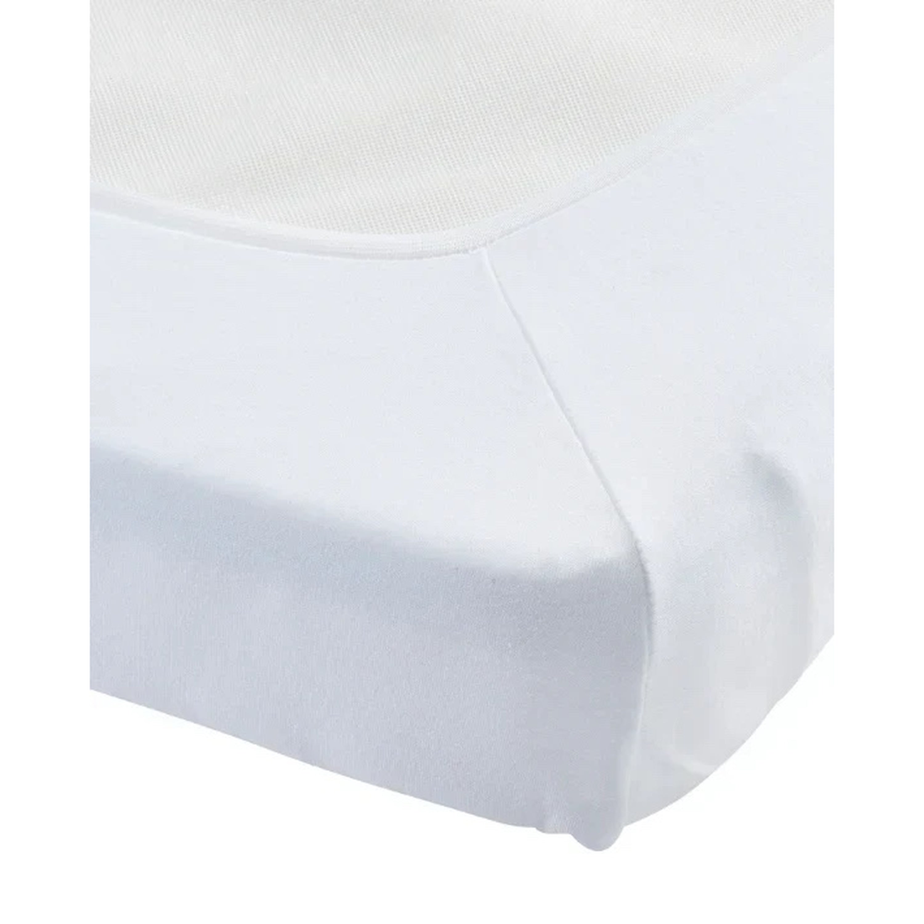 Gaia Baby Serena Mattress Protector for Mini Cot, waterproof and soft fabric, shown on a small baby crib mattress.