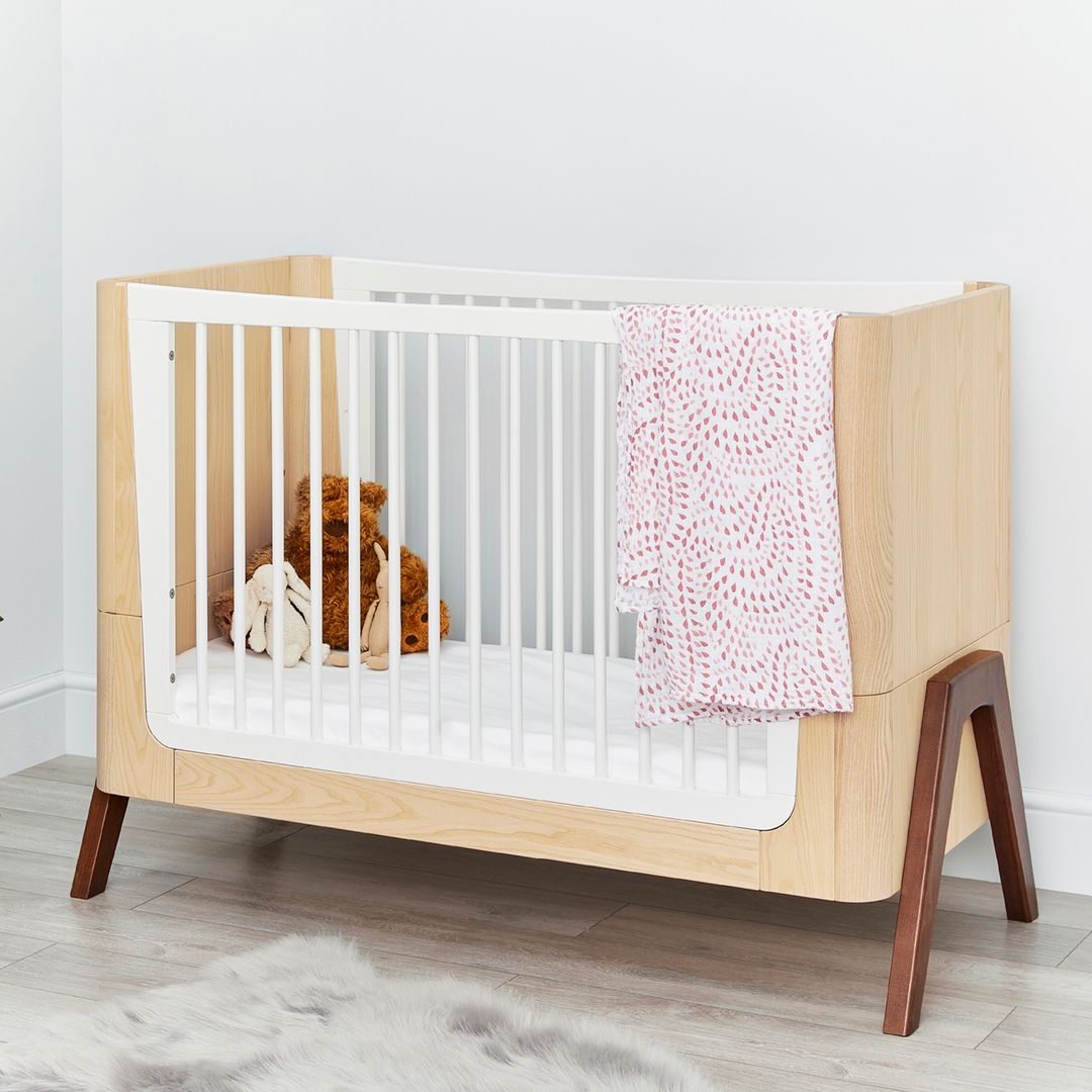 Hera Cot Bed - Natural Ash | Walnut with included Mattress