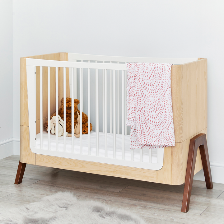 Hera Cot Bed - Natural Ash | Walnut with included Mattress