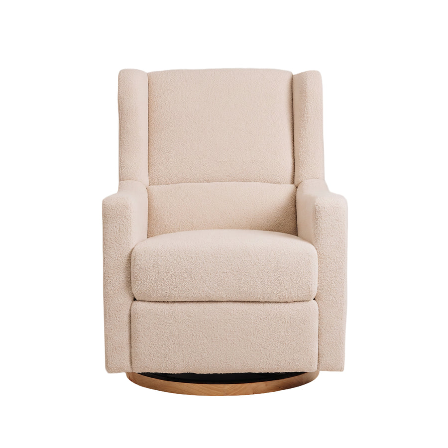 Gaia Baby Lyra Electric Recliner Nursing Chair in Biscuit Bouclé, front view