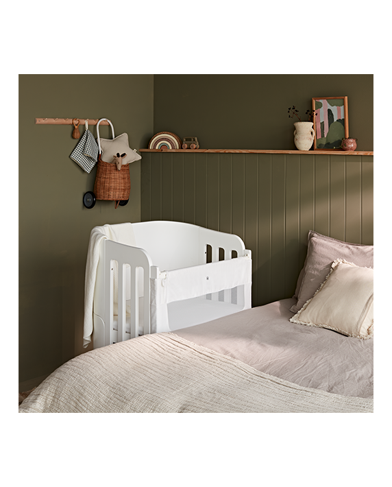 Serena Bedside Sleeper Kit - White | Walnut with included Mattress