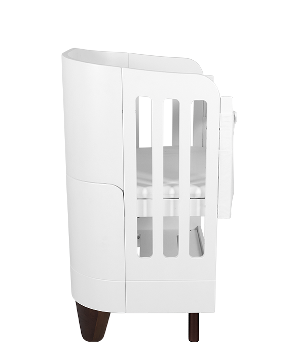 Serena Bedside Sleeper Kit - White | Walnut with included Mattress