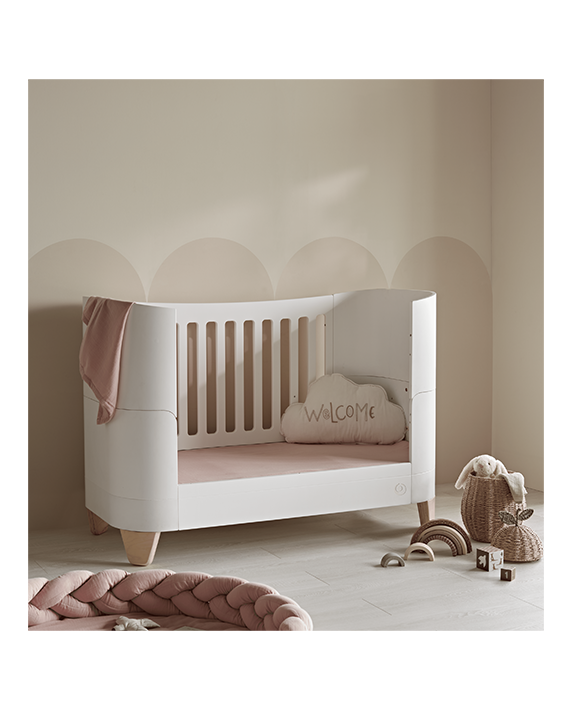 Serena Convertible Cot Bed - White | Walnut with included Mattress