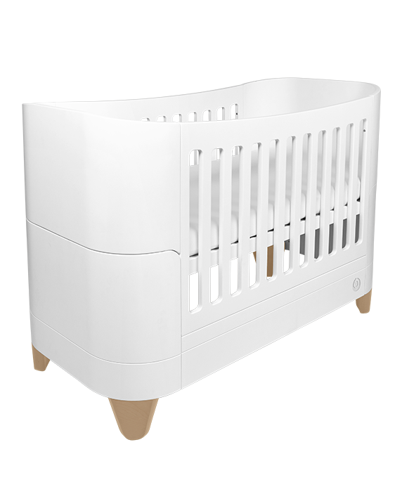 Serena Convertible Cot Bed - White | Natural with included Mattress