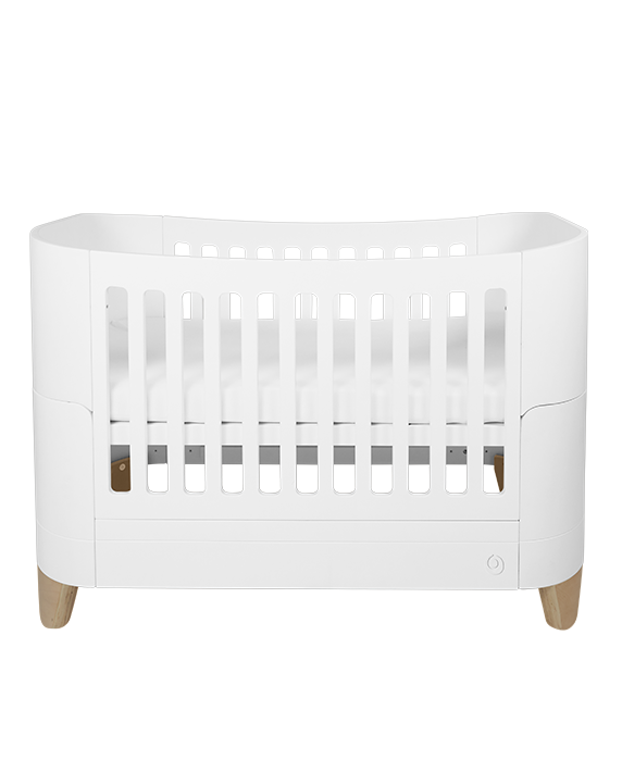 Serena Convertible Cot Bed - White | Natural with included Mattress