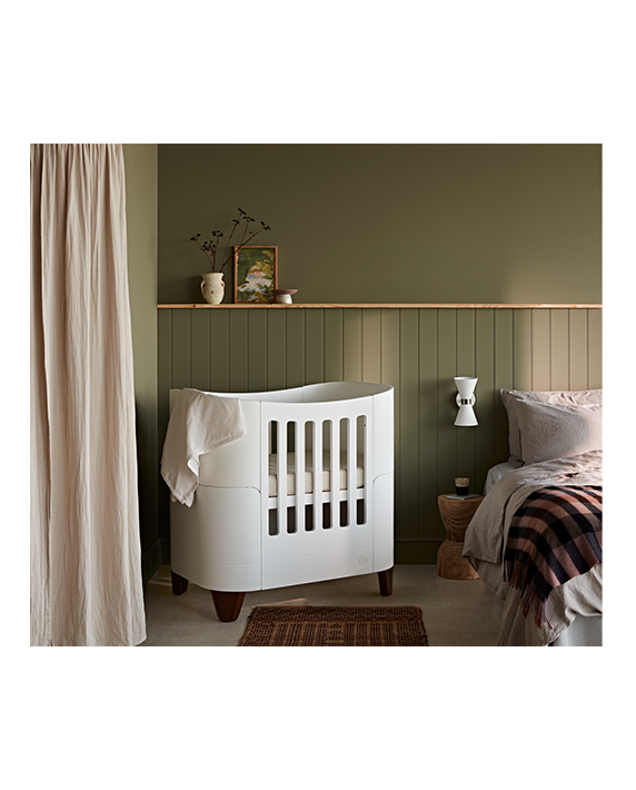 Serena Mini Cot - White | Natural with included Mattress