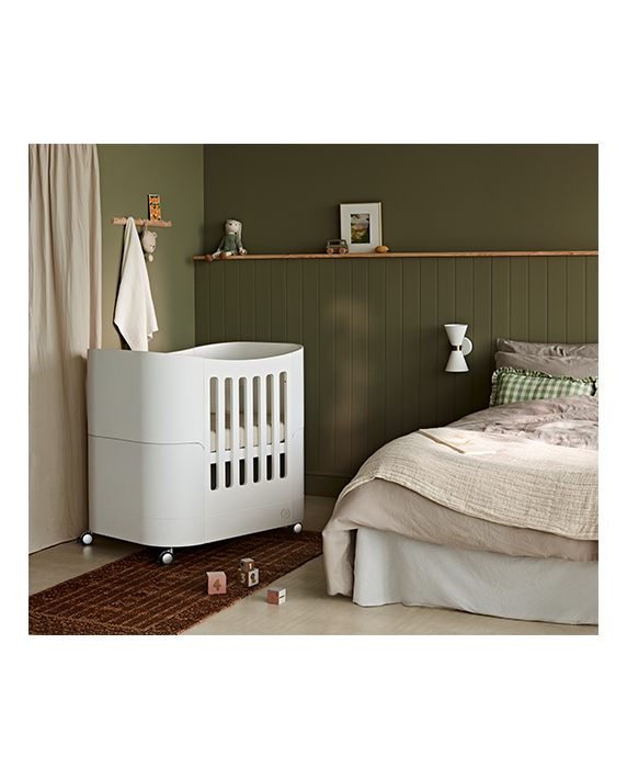 Serena Mini Cot - White | Natural with included Mattress