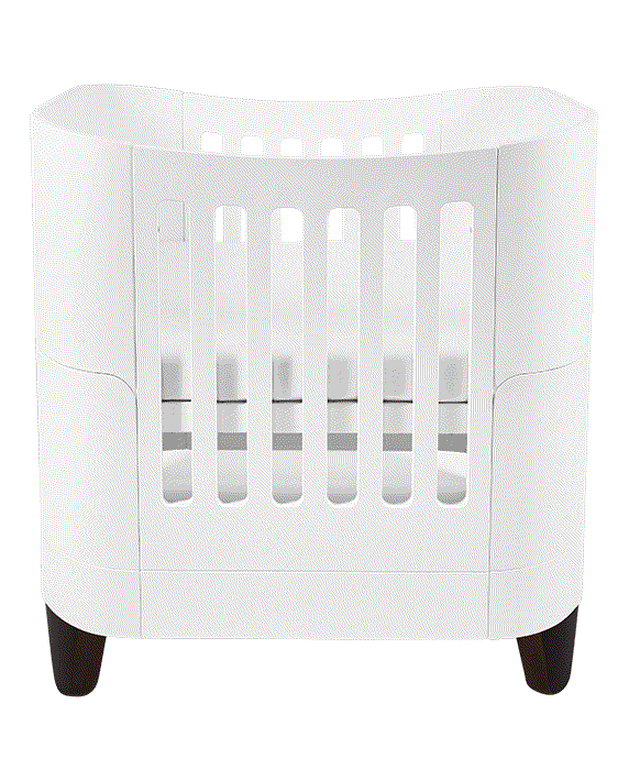 Serena Mini Cot - White | Walnut with included Mattress