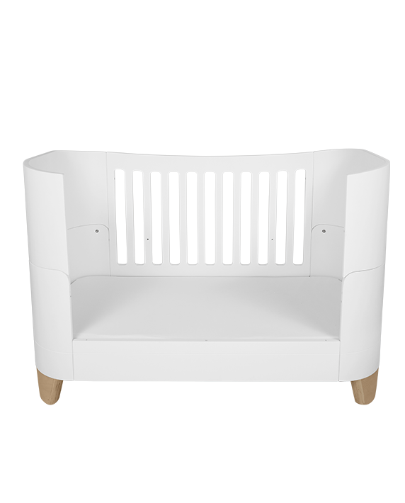 Serena Convertible Cot Bed - White | Natural with included Mattress
