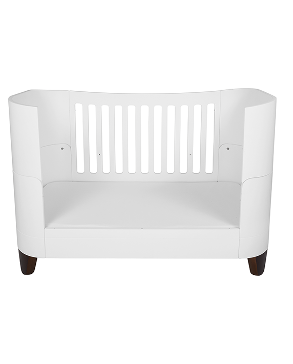 Serena Convertible Cot Bed - White | Walnut with included Mattress