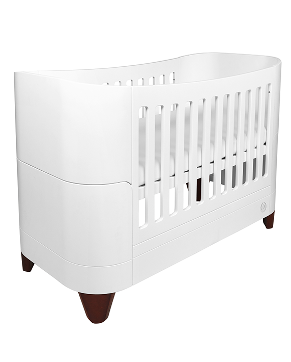 Serena Convertible Cot Bed - White | Walnut with included Mattress
