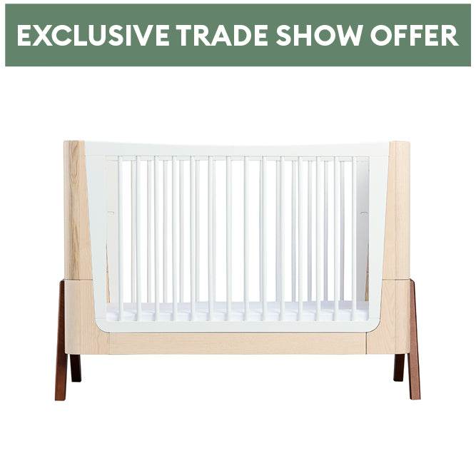 Exclusive Expo Offer - Hera Cot Bed - Natural Ash | Walnut with included Mattress & Bedding Bundle - Gaia Baby