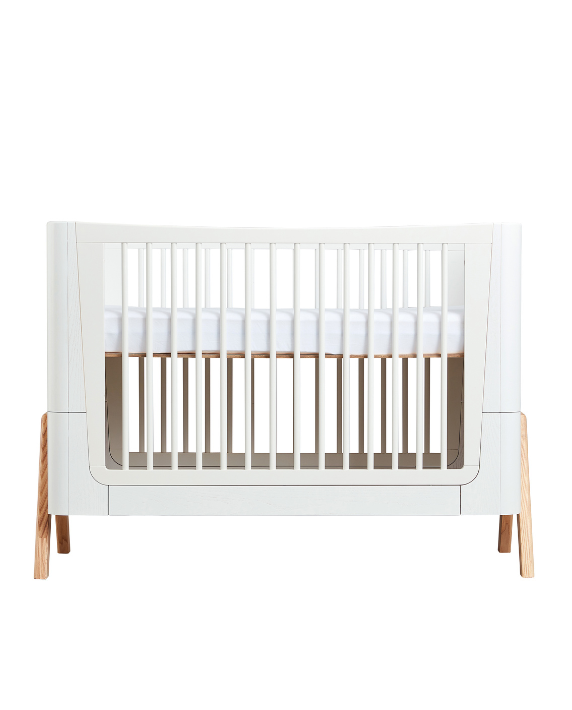 Gaia Baby Nursery Furniture Hera Cot Bed Scandi White Natural