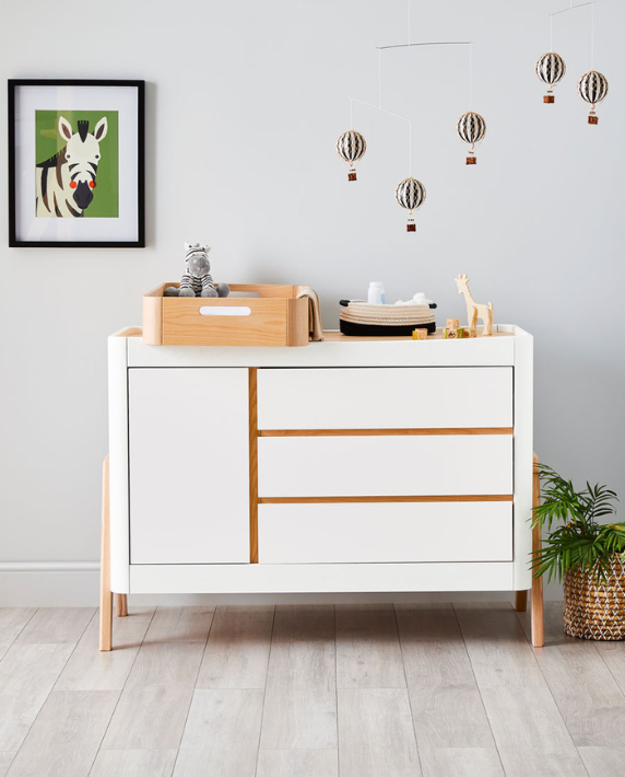 Gaia Baby Nursery Furniture Hera Dresser Scandi White Natural