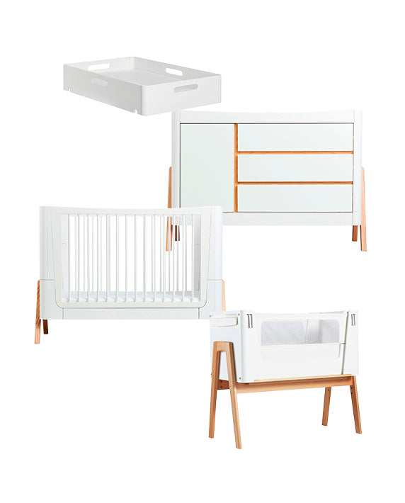Gaia Baby Nursery Furniture - 4 Piece Set - Scandi White | Natural - Gaia-Baby