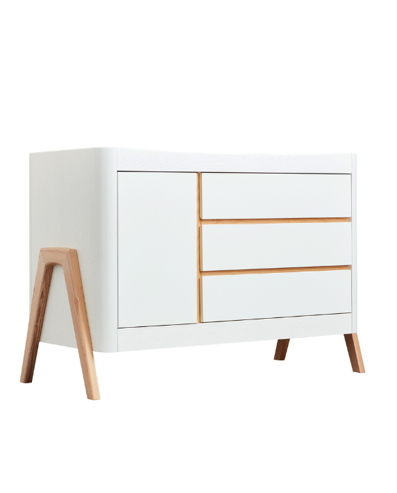 Gaia Baby Nursery Furniture - 4 Piece Set - Scandi White | Natural